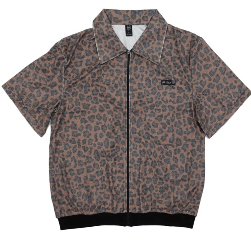 The Pack Cheetah TerryButter Zip Up Men’s Large Brown Animal Print Short Sleeve
